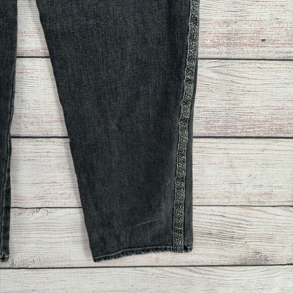 Sundry Straight Leg Animal Print Stripe Jeans Women's 31 Gray Button Fly - Picture 8 of 13